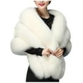 thumbnail image 2 of Bridal Shawl, Duoif Fashion Women Elegant Bridal Wedding Faux Plush Long Shawl Stole Wrap Scarf Keep Warm Clothing Accessories Scarf Faux Fur Shawl Wraps for Women White, 2 of 9