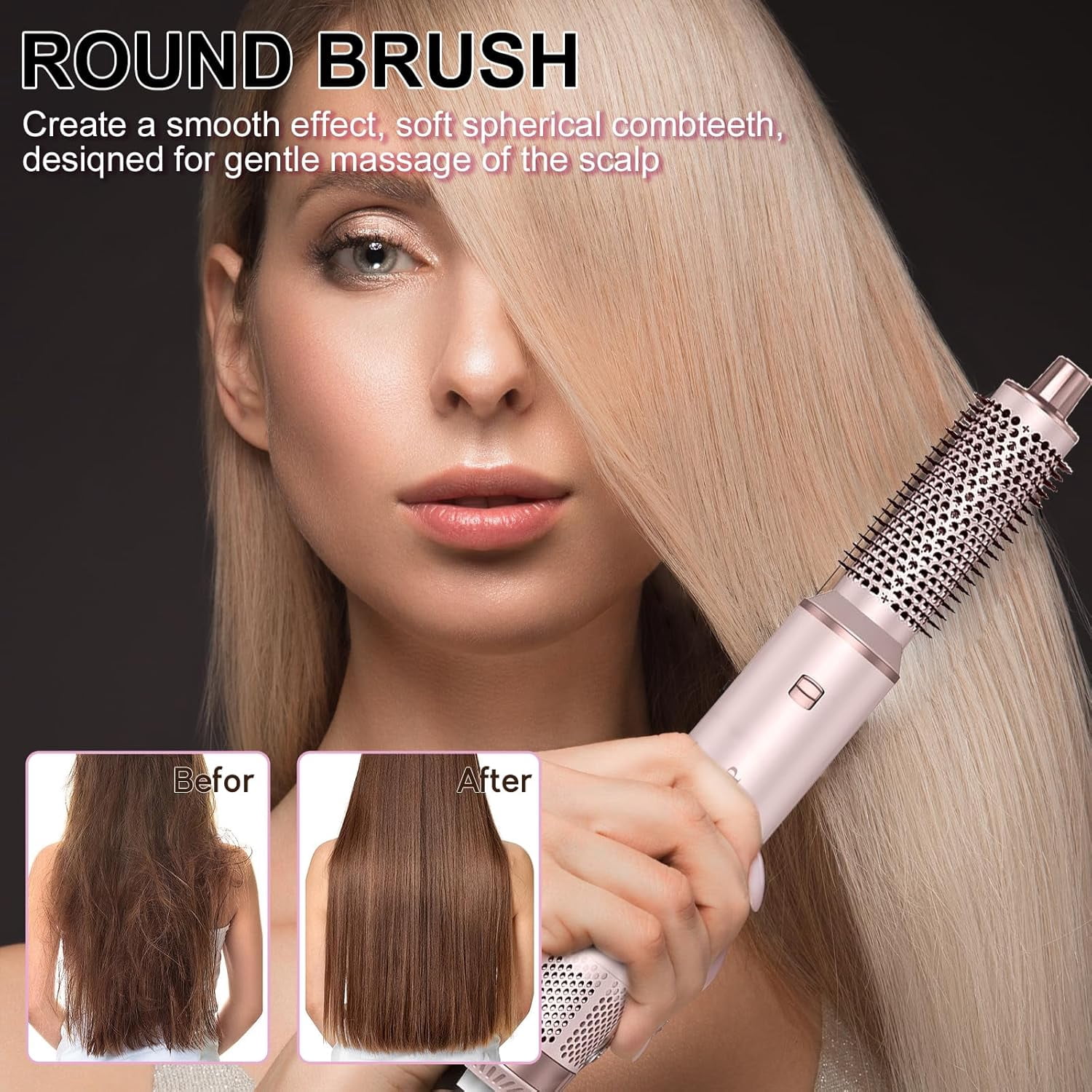 YSZZYSM Hair Dryer 5-in-1 Brush with Hot Air Curling & Negative Ion Technology - Versatile Styler for Drying, Curling, Straightening