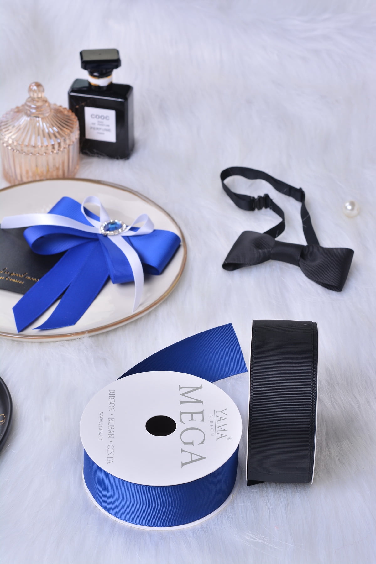 (2 pack) Yama Ribbon 1.5" Black Grosgrain Mega Ribbon, 1 Each