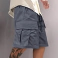 thumbnail image 5 of Mens Baggy Cargo Shorts Knee Length Elastic Waist Drawstring Casual Work Shorts Summer Hiking Outdoor Water Resistant Shorts with Muti Pockets Dark Gray, 5 of 7