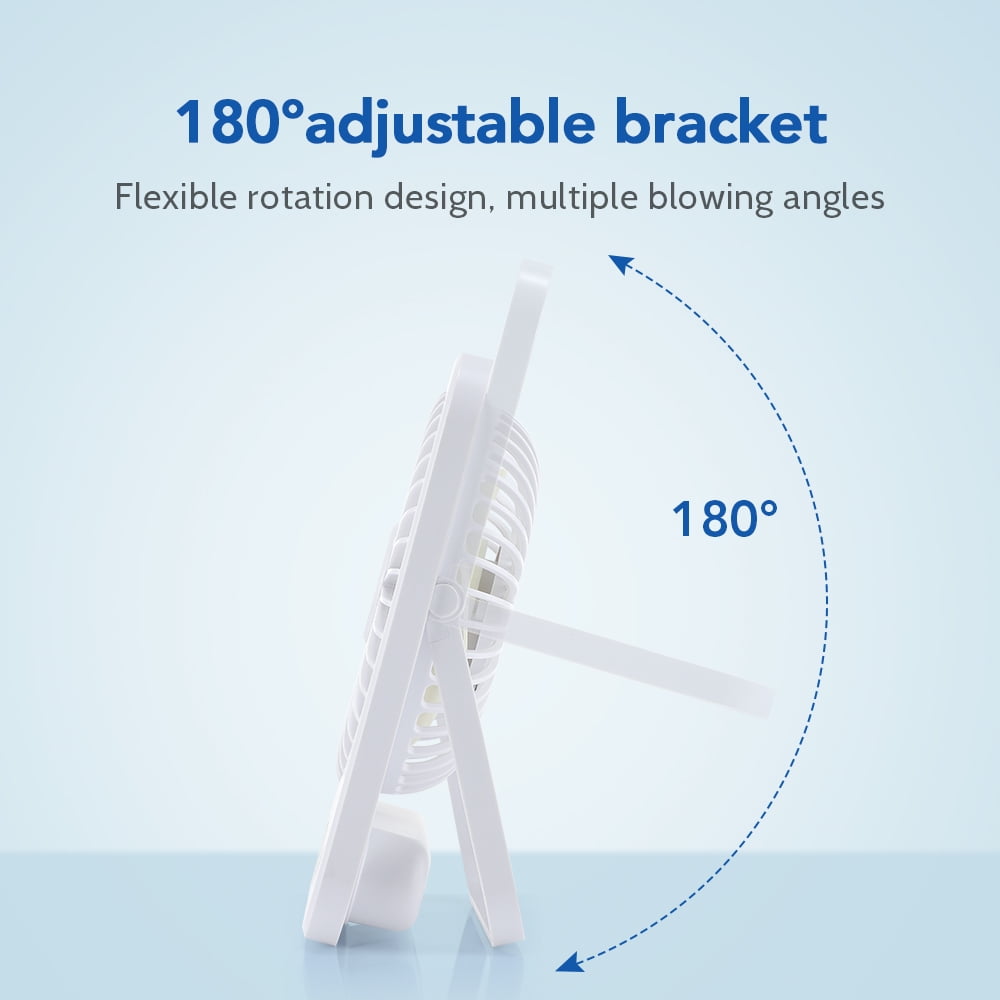 USB Desk Fan, Personal Fan Small Portable Table Fan with 180° Tilt Folding and Power Display and, Battery Rechargable Fan 5 Speeds Strong Wind Ultra Quiet Cooling Fan For Bedroom Desktop Travel