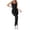 Black, variant on Women's Fashion Threaded Seamless Fitness Yoga Jumpsuit - Soft Stretchy Material, Top Bust/Pants Waist Sizing, S-XXL - Late Spring/Summer/Early Fall