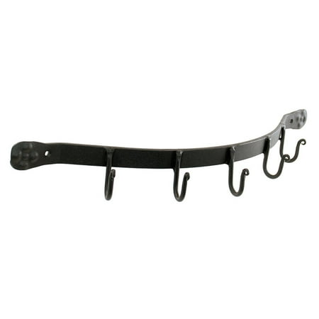 Achla Designs Wall Bracket With 5 Hooks, 19.5 Inch Wide, Black Powder Coat Finish