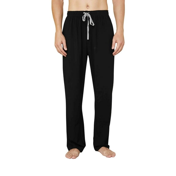 WORW Mens Pajama Pants, Soft Cotton Sleep Lounge Pants - Black, XX-Large
