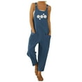 thumbnail image 1 of TrendOFT Womens Casual Summer Jumpsuit Fashion Letter Printed Suspender Button Down Bib Loose Womens Rompers One Piece Overalls Navy S, 1 of 4
