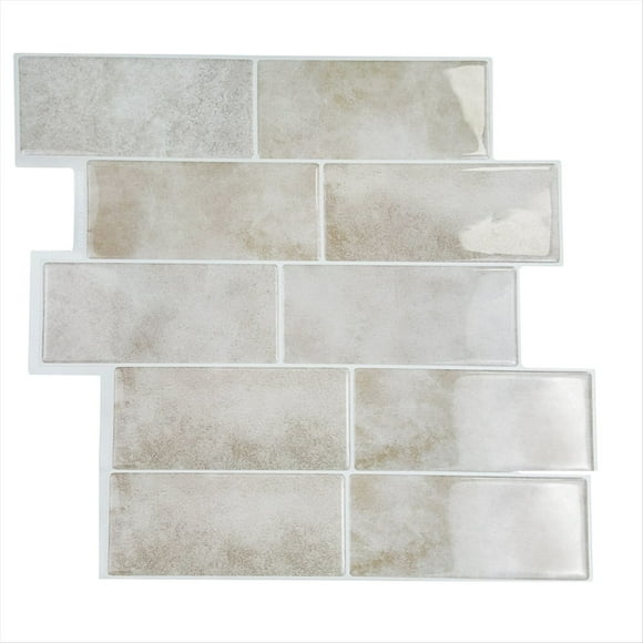 Azulejos Autoadhesivos para Pared de Baño, Resistentes Al Agua, de Piedra Beige, 10 Láminas.