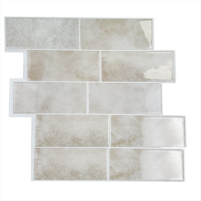 Azulejos Autoadhesivos para Pared de Baño, Resistentes Al Agua, de Piedra Beige, 10 Láminas.