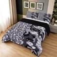 thumbnail image 2 of Manfei Farmhouse Camo Queen Comforter Set, Contemporary Art Leopard Animal Print Comforter Sets Queen, Charcoal Gray, Black Reversible, 3-Piece, 1 Comforter and 2 Pillowcases, 2 of 7
