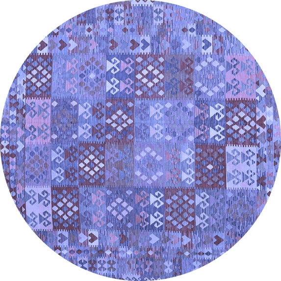 Ahgly Company Indoor Round Southwestern Blue Country Area Rugs, 7' Round