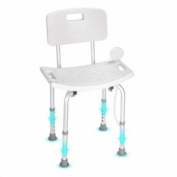 Silla de ducha, taburete de ducha con respaldo, taburete de ducha ajustable de altura, adecuado para sillas de ducha en bañera de ducha