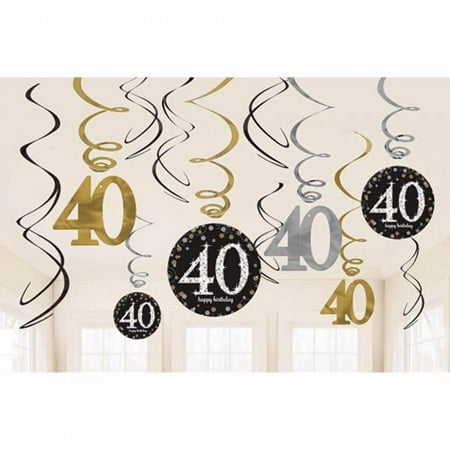 - Amscan Party Supplies Sparkling Celebration 40 Value Pack Foil Swirl Decorations (12 Piece), Multi Color, One Size