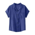 thumbnail image 5 of Viikei Women's Denim Tank Tops,Women's Tops Solid Color Lapel Casual Short-Sleeved Shirt Loose Tops Dark Blue L, 5 of 9