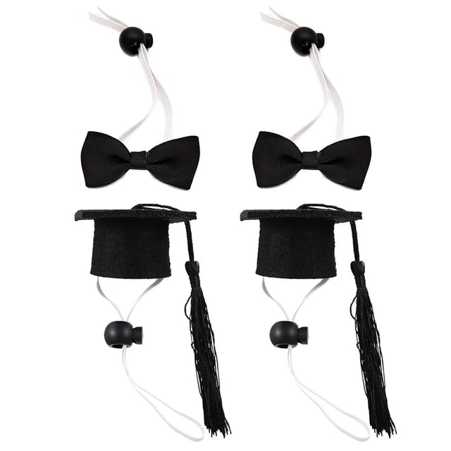 KAKOWELY 4 mini birretes y pajaritas para mascotas de doctorado y graduación, suministros de decoración para mascotas