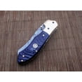 thumbnail image 6 of 8" Tanto blade folding knife, Natural Ram horn scale, Hand forged Twist Pattern Damascus steel, Equipped with Thumb pin & liner lock, Cow hide Leather sheath included, 6 of 7
