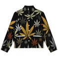 thumbnail image 4 of Jackets for Women Winter Coat Jackets Flannel Stand Collar Jacket(Weed Multicolored Black Background,Size:S-4XL), 4 of 7