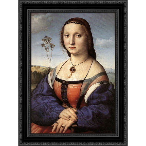 Portrait of Maddalena Doni 19x24 Black Ornate Wood Framed Canvas Art by Raphael