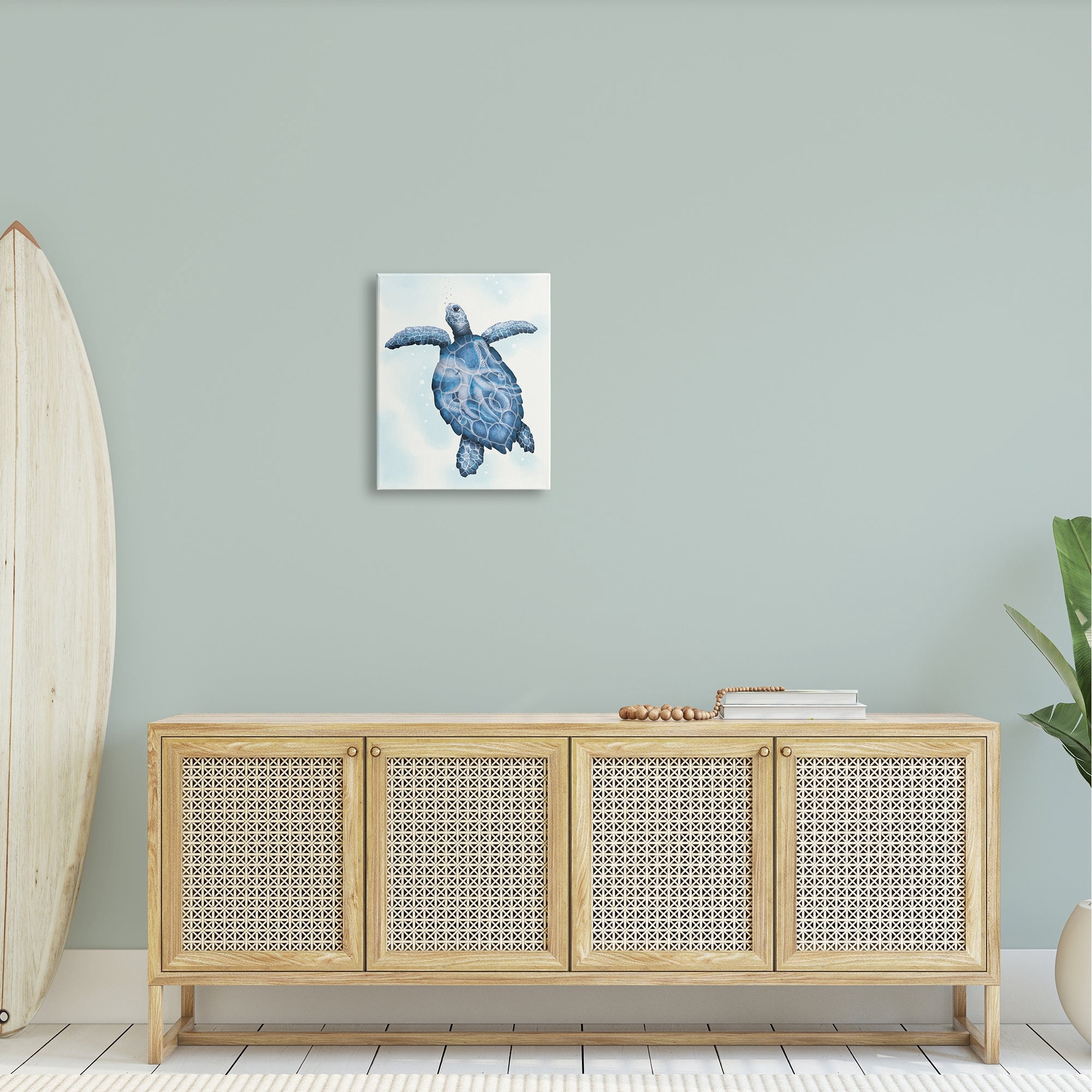 Stupell Industries Swimming Blue Sea Turtle Patterned Tentacles Shell Graphic Art Gallery Wrapped Canvas Print Wall Art, Design by Darlene Seale