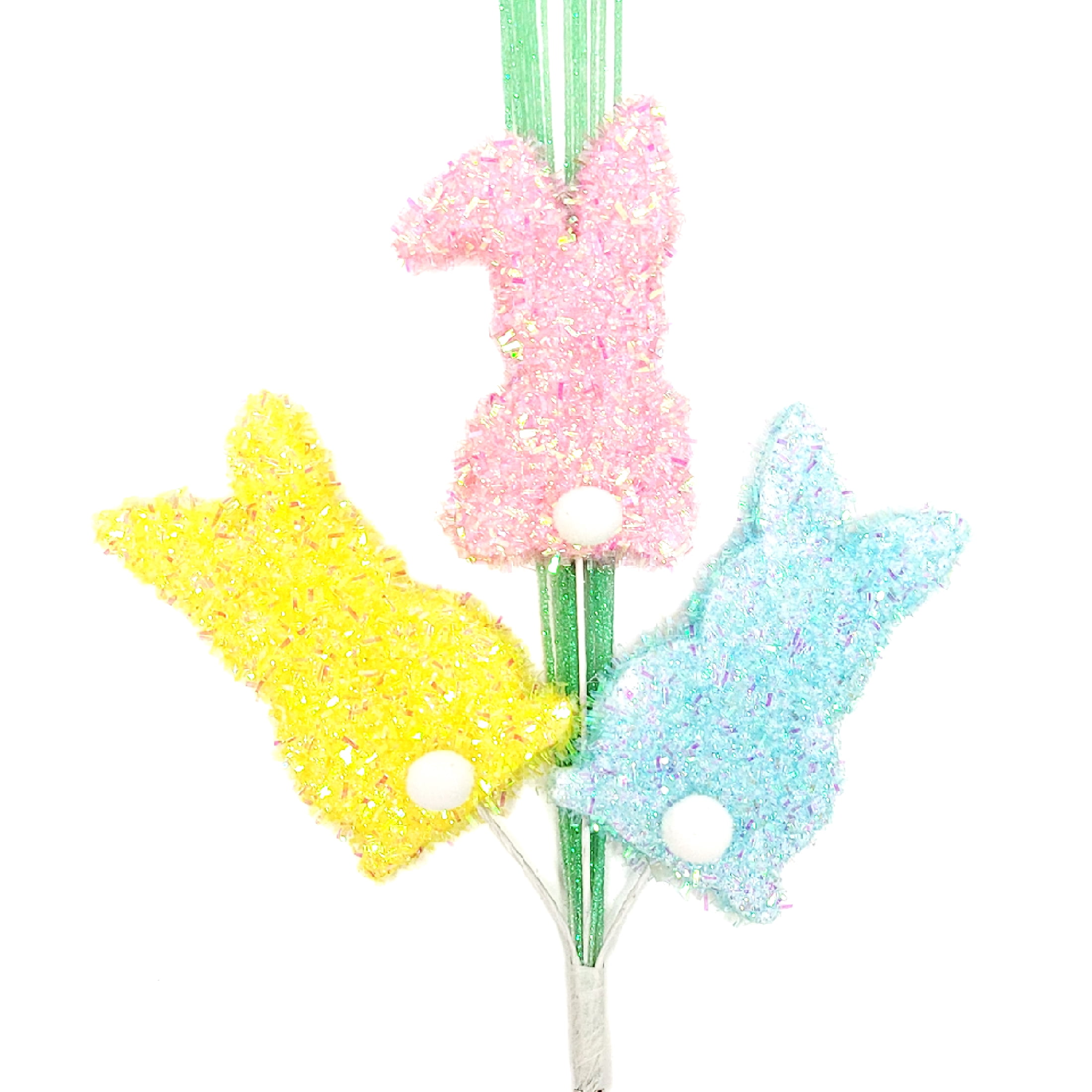Way To Celebrate Easter Tinsel Bunny Clip with White Pompom Tail Assortment