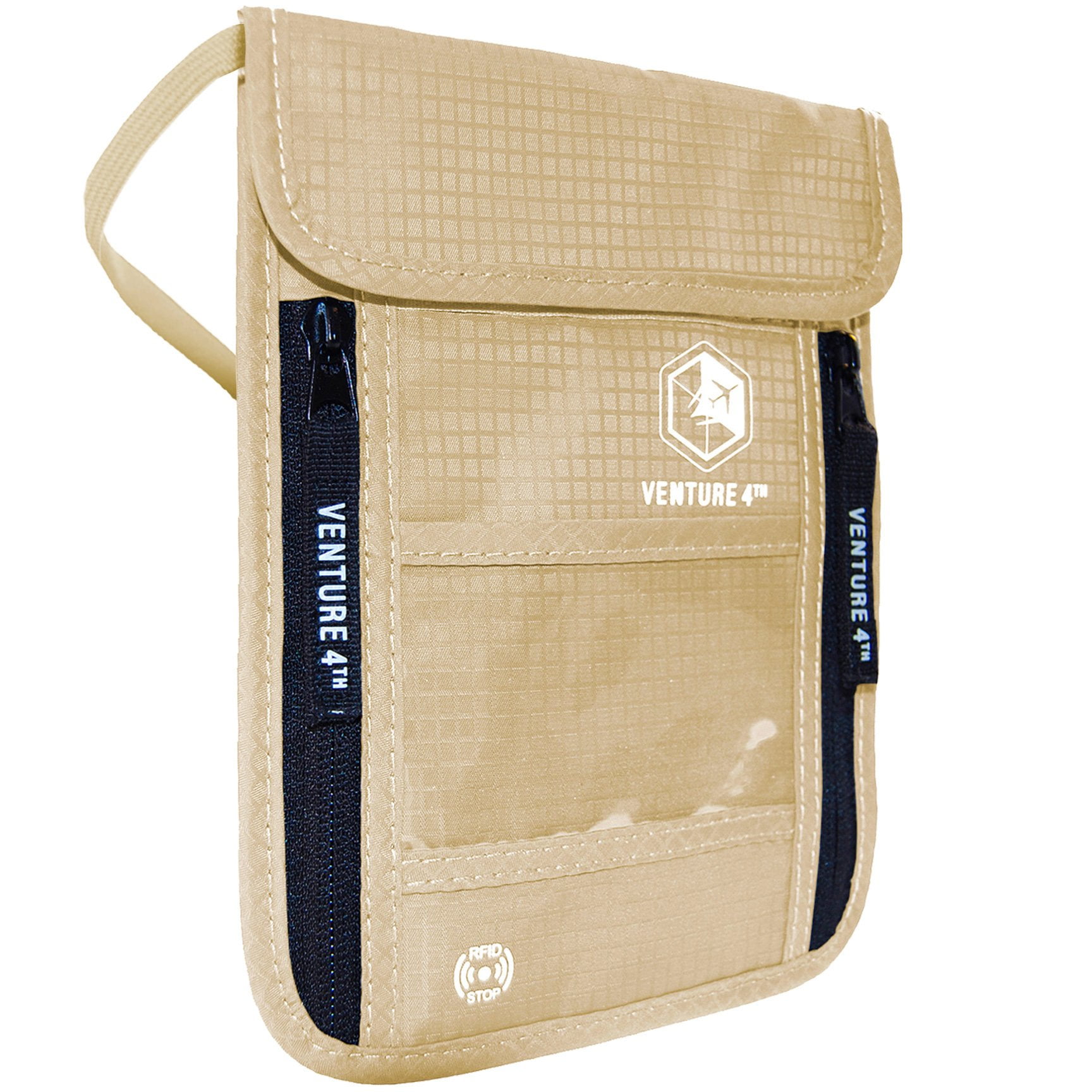VENTURE 4TH Neck Pouch Travel Wallet RFID Blocking Passport Holder