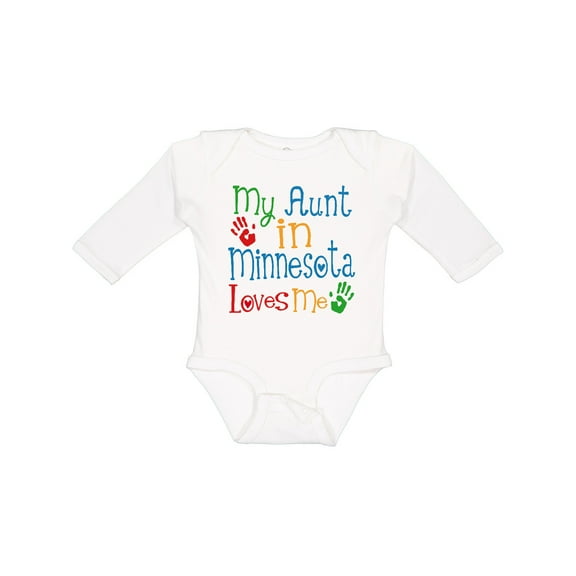Inktastic My Aunt in Minnesota Loves Me Boys or Girls Long Sleeve Baby Bodysuit