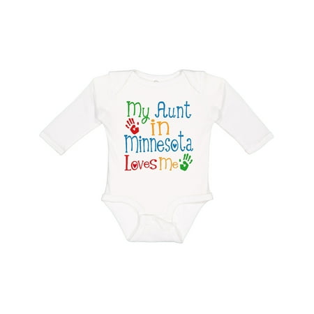 

Inktastic My Aunt in Minnesota Loves Me Boys or Girls Long Sleeve Baby Bodysuit