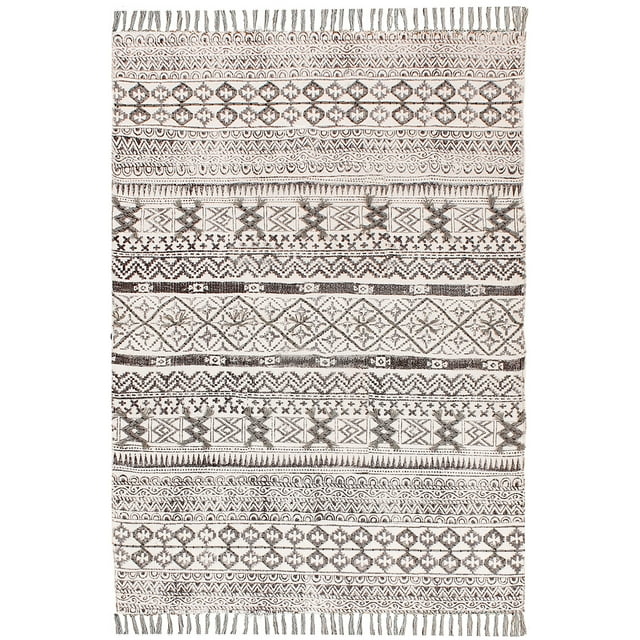 Casavani Indian Traditional Kilim Gray Dining Room Floor Rug Rectangle rug 6x8 feet