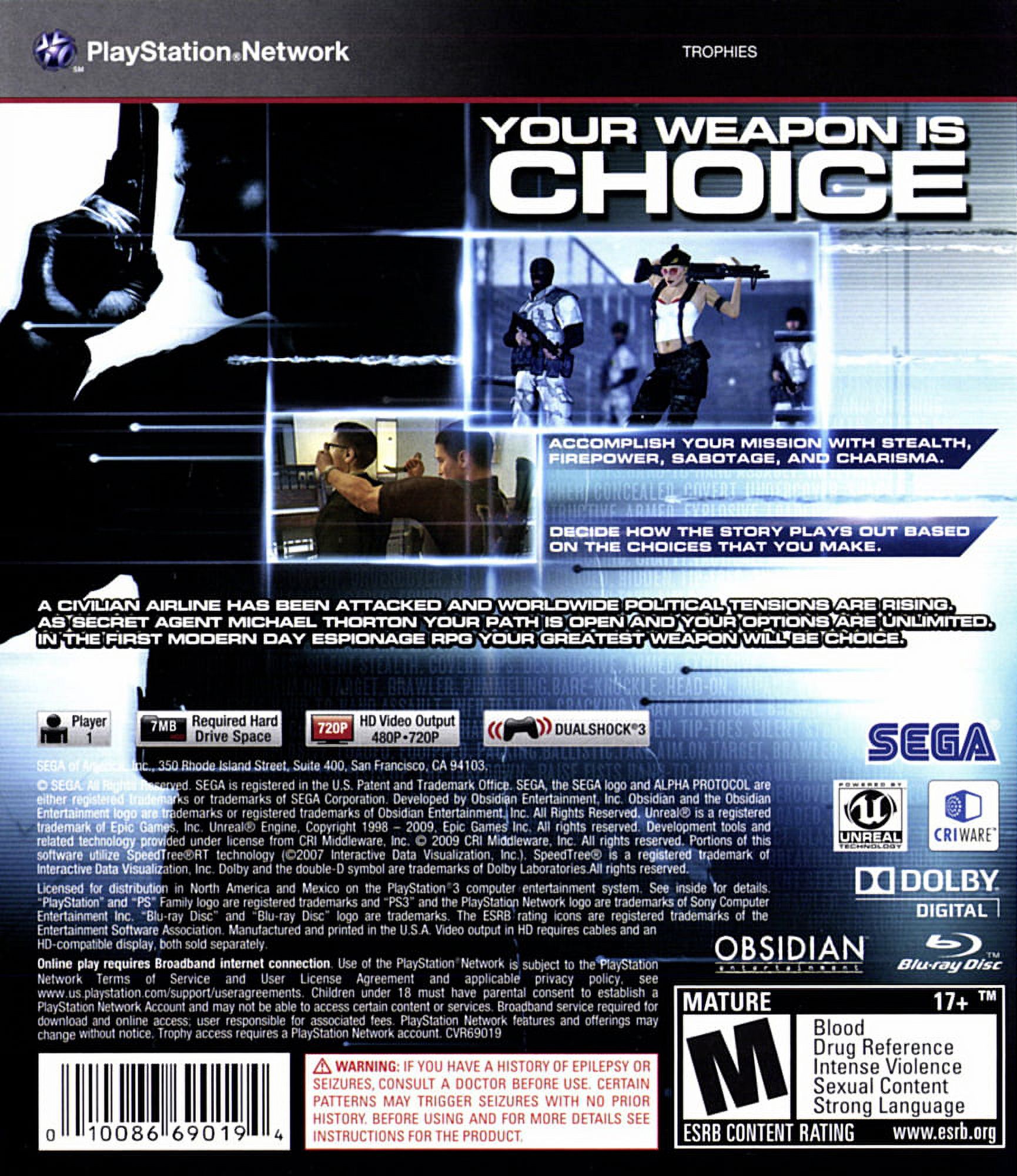 Alpha Protocol, Sega, PlayStation 3, 010086690194 - image 2 of 8