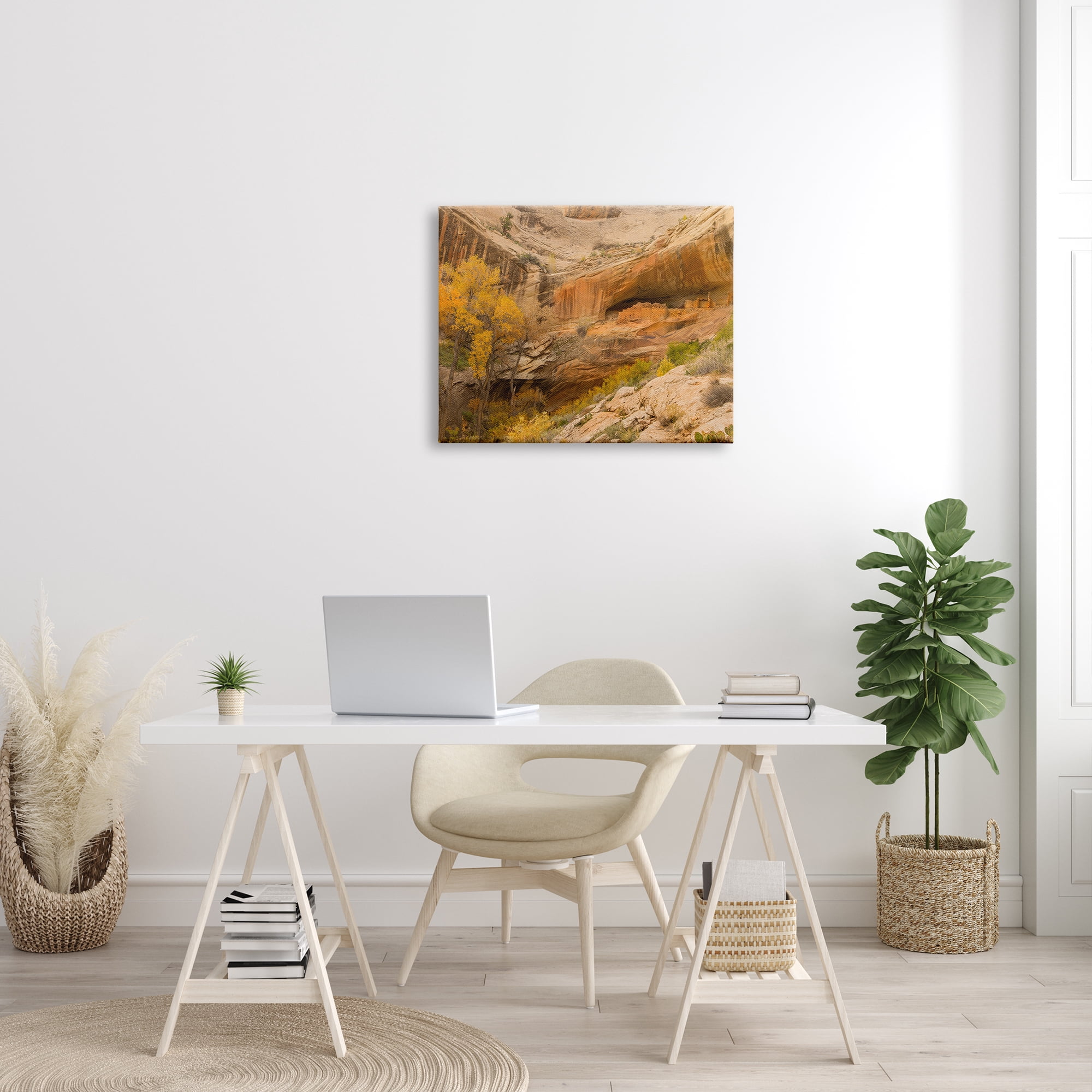 Stupell Industries Desert Foliage Landscape Southwestern Canyon Cliff Nature Photography Gallery Wrapped Canvas Print Wall Art, 24 x 30