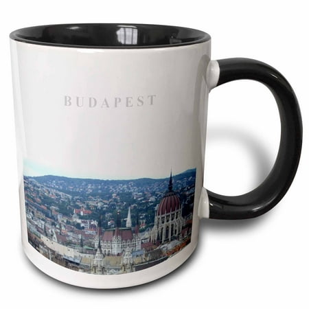 3dRose Budapest city - Hungary - Travel photography - Hungarian Parliament Building - Houses of Parliament - Two Tone Black Mug,