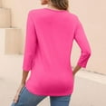 thumbnail image 4 of Pyhlmscde Women's V Neck 3/4 Sleeve Tops /Solid Shirts Basic Summer Tees, Womens Tops, Long Sleeve Shirts for Women, Flowy Tops for Women, 4 of 5