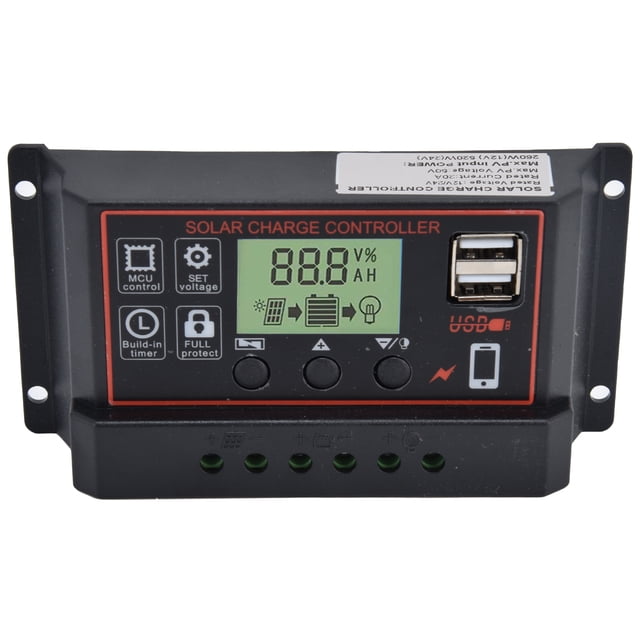 Controlador de carga inteligente con panel solar y doble USB, equipo de control de carga PWM, 12/24 V, 20 A