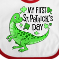 thumbnail image 4 of Inktastic My 1st St. Patrick's Day Green Dinosaur Boys or Girls Baby Bib, 4 of 4