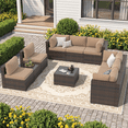 thumbnail image 6 of Sunmthink 10-Piece Wicker Patio Furniture Sets, Outdoor Conversation Set with 4 Inches Thick Cushions and Coffee Table, 6 of 7