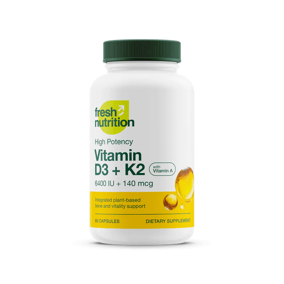 Fresh Nutrition Vegan Vitamin D3 (6400iu/125mcg)   Vitamin K2 (140mcg as MK-7)