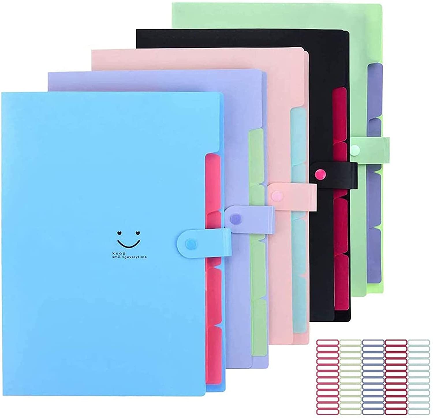 5 Pack Expanding File Folders Accordion Document Organizer, Letter A4