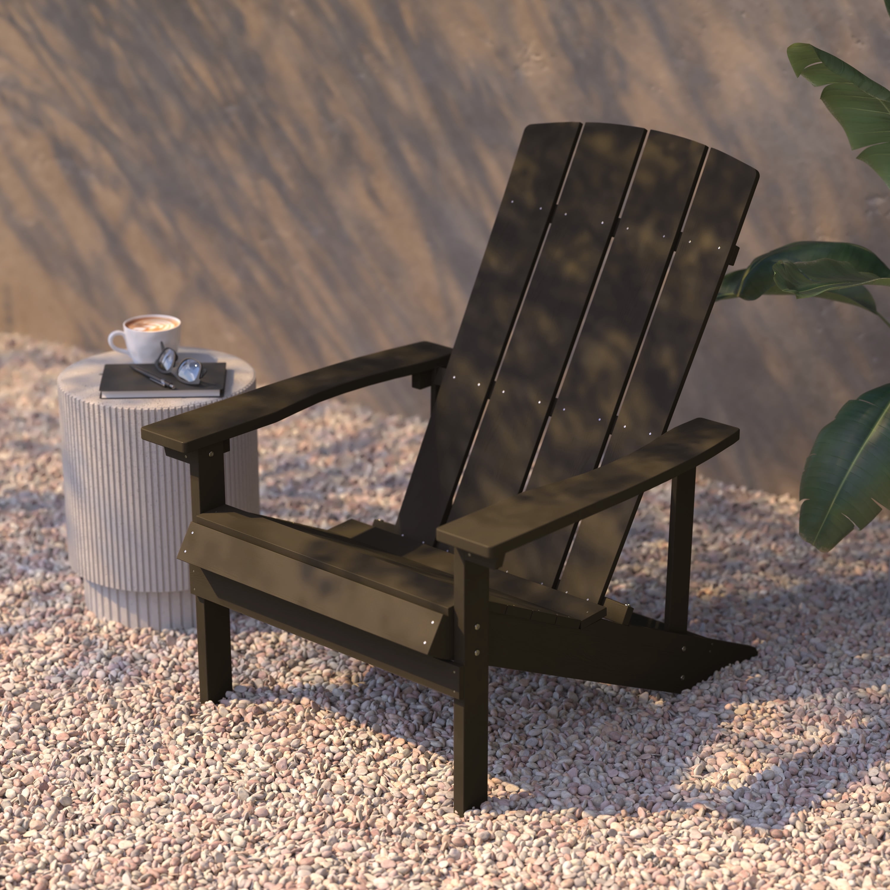 BizChair Commercial Grade Indoor/Outdoor Adirondack Chair, Weather Resistant Durable Poly Resin Deck and Patio Seating, Mahogany