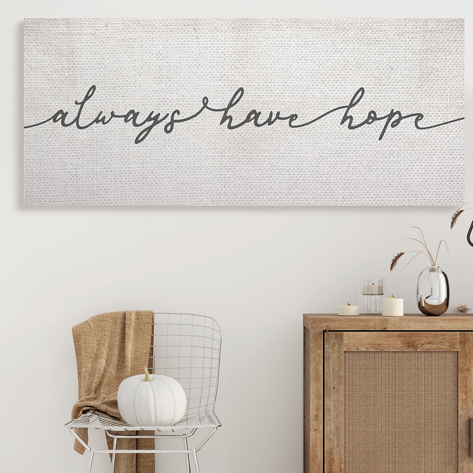 Stupell Industries Always Have Hope Phrase Vintage Cursive Typography Canvas Wall Art, 20 x 48, Design by Daphne Polselli