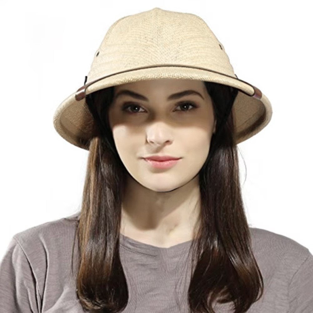Jiibva Straw Helmet Pith Sun Hat For Men Women Pith Hat Summer Hat Vietnam Hat Jungle Cap