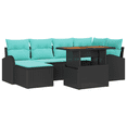 thumbnail image 2 of vidaXL 7 Piece Garden Sofa Set with Cushions Black Poly Rattan Acacia, 2 of 5