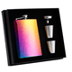 thumbnail image 1 of Juego de regalo de petaca, petacas para licor para hombres con funda de cuero negra, 1 of 5