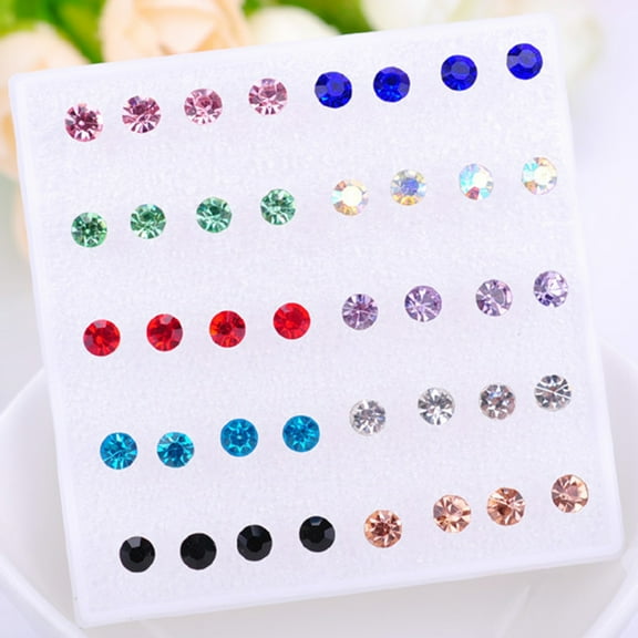 harmtty 10 Pairs Women Ear Studs Set Shiny Cubic Zirconia Exquisite Concise Shining Multi-Color Decorative Stainless No Harm Zirconia Women Earrings Set for Daily Wear 6mm