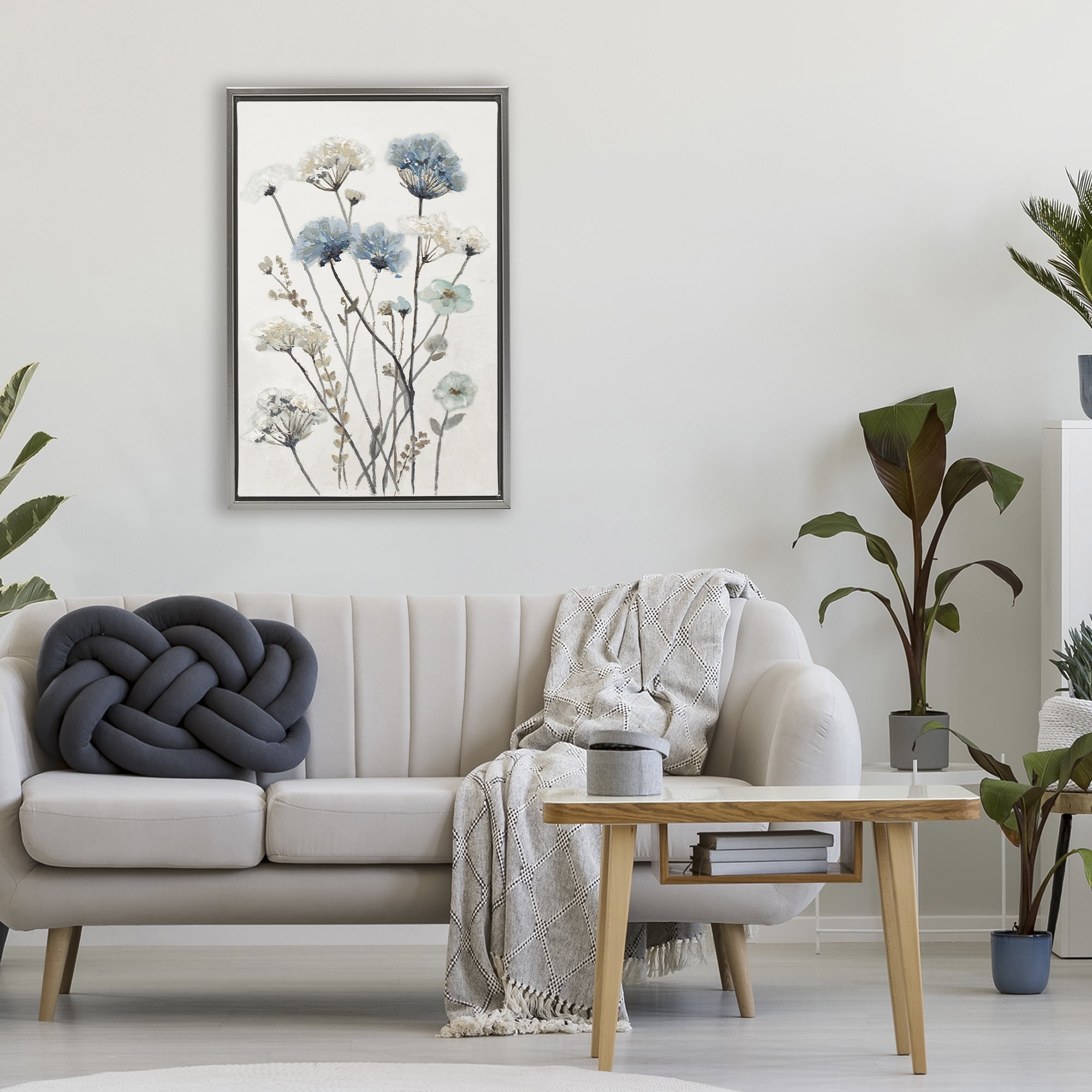 Stupell Industries Blue & Beige Garden Gray Framed Floater Canvas Wall Art, design by Patricia Pinto