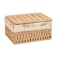 thumbnail image 2 of Natural Woven Storage Basket With Lid, Decorative Organizer Bin For Bedroom, Living Room, Kitchen, Shelf & Home Organization, 2 of 6