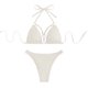 thumbnail image 1 of Traje de baño de bikini para mujer con cuello halter y cierre de correa con anillo vinculado sin espalda, traje de baño de 2 piezas Beige L, 1 of 4