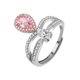 thumbnail image 3 of Joyería de moda de color Anillo de simulación para las mujeres gota de agua Micro incrustaciones de doble anillo de joyería abierta ajustable dedo índice del anillo, 3 of 8