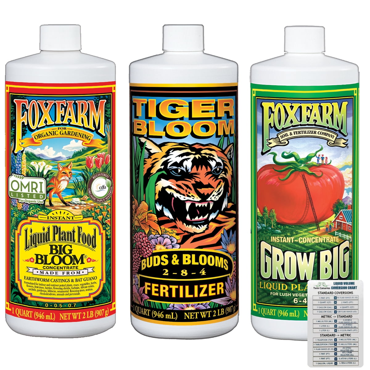 Fox Farm Nutrients Soil Trio Liquid Plant Fertilizer Big Bloom, Grow