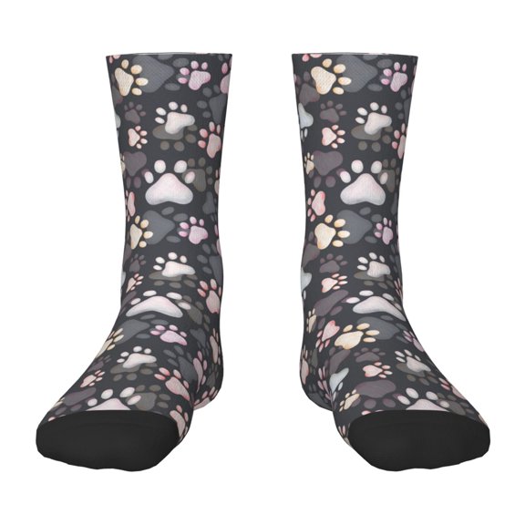 Honeii Colorful Paws Of Dog Print Children's Colorful Socks,Unisex Kids and Toddlers' Cushioned Sock,Kids Athletic Crew Socks,for Everyday Wear and Sports