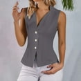 thumbnail image 2 of Breezora Women's 3 Button Sleeveless Vest Suit Set Lightweight Comfortable Summer Outfit for Business Casual and Daily Wear XL Size Dark Gray, 2 of 9