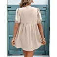 thumbnail image 6 of Osfvolr Women Casual Summer Puff Sleeve Mini Dress Tie Front Cut High Waist Peplum Dress  XL, 6 of 6