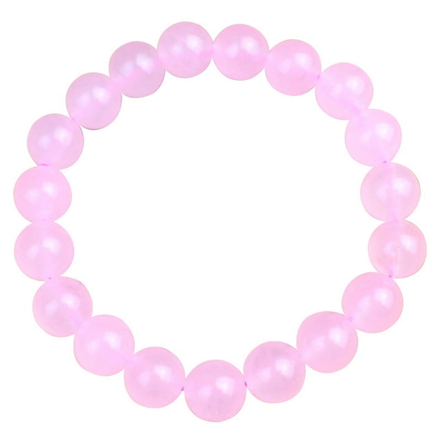 Pulsera romántica de cuarzo rosa para mujer, tamaño de perla de 10 mm